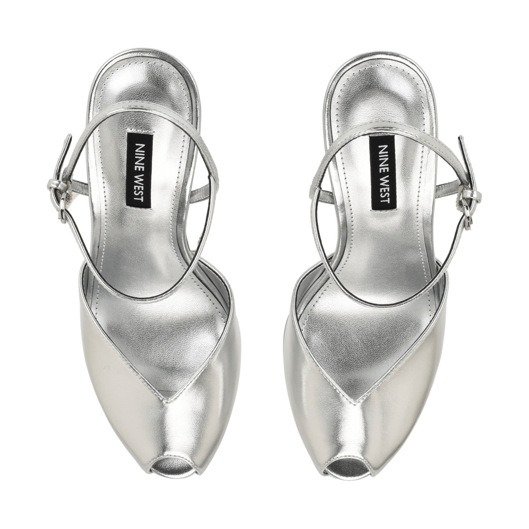 Women's Kalissa Peep Toe Platform Heels - Silver | Nine West