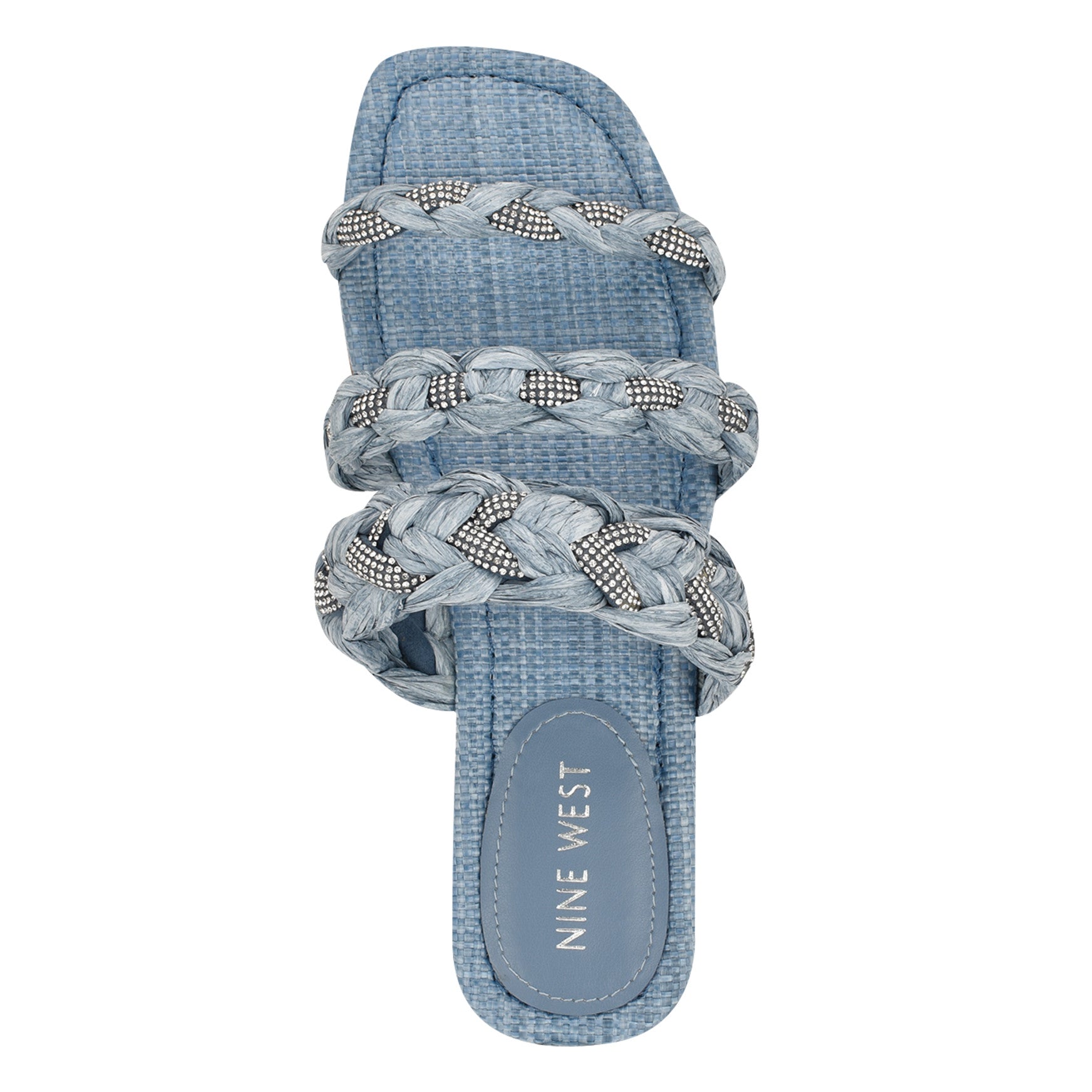 Women's Qazz Flat Slide Sandals - Blue Raffia | Nine West
