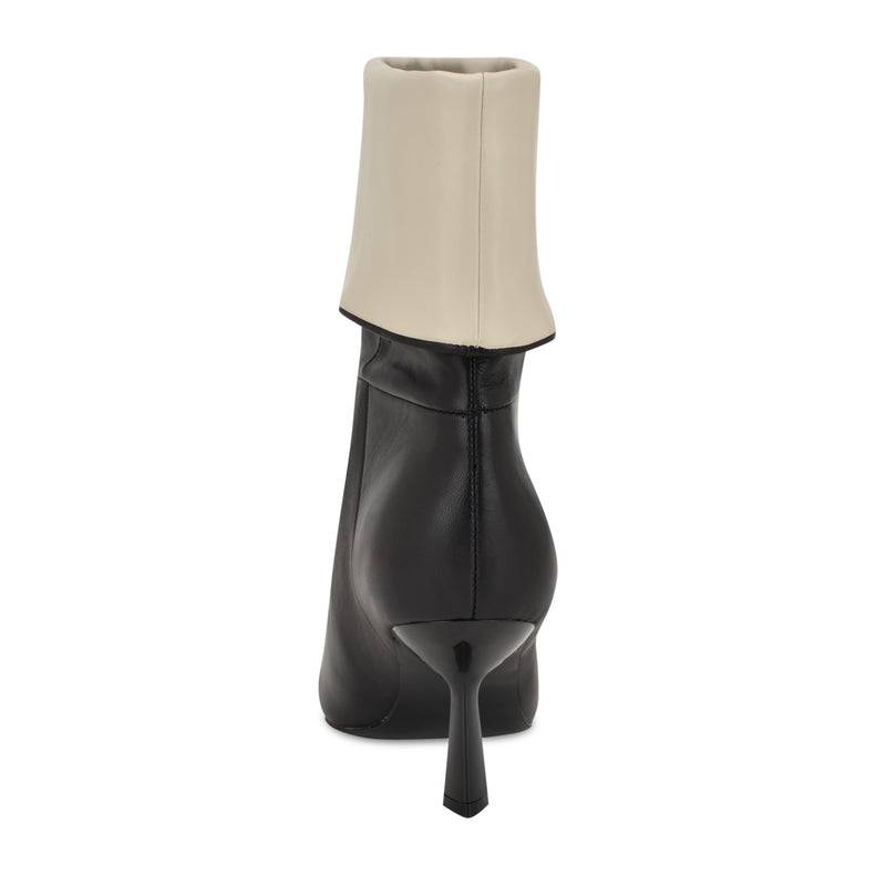 Women's Bayli Cuffed Dress Booties - Black/White Leather | Nine West