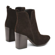Birds Block Heel Leather Booties