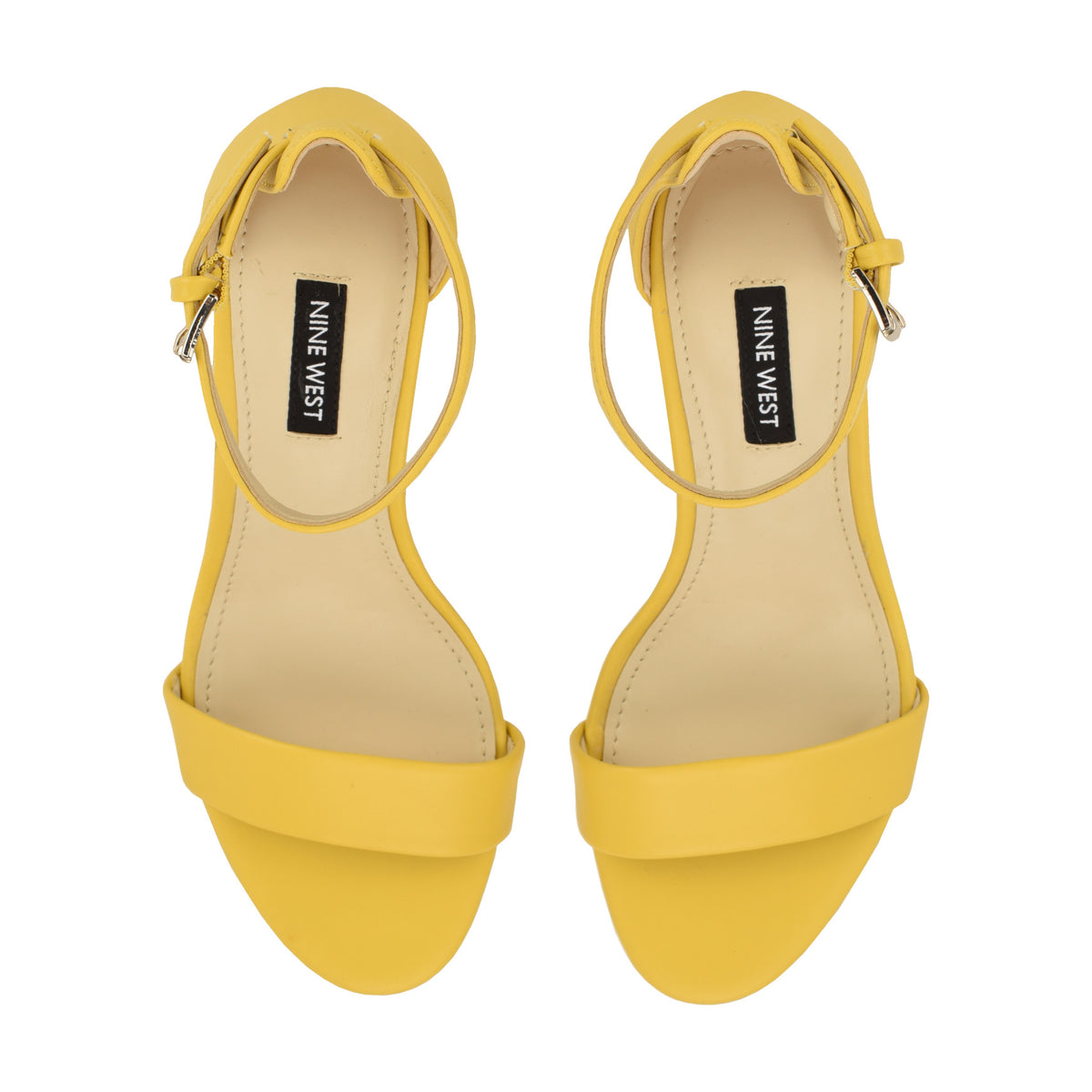 Women's Pruce Ankle Strap Block Heel Sandals - Yellow | Nine West