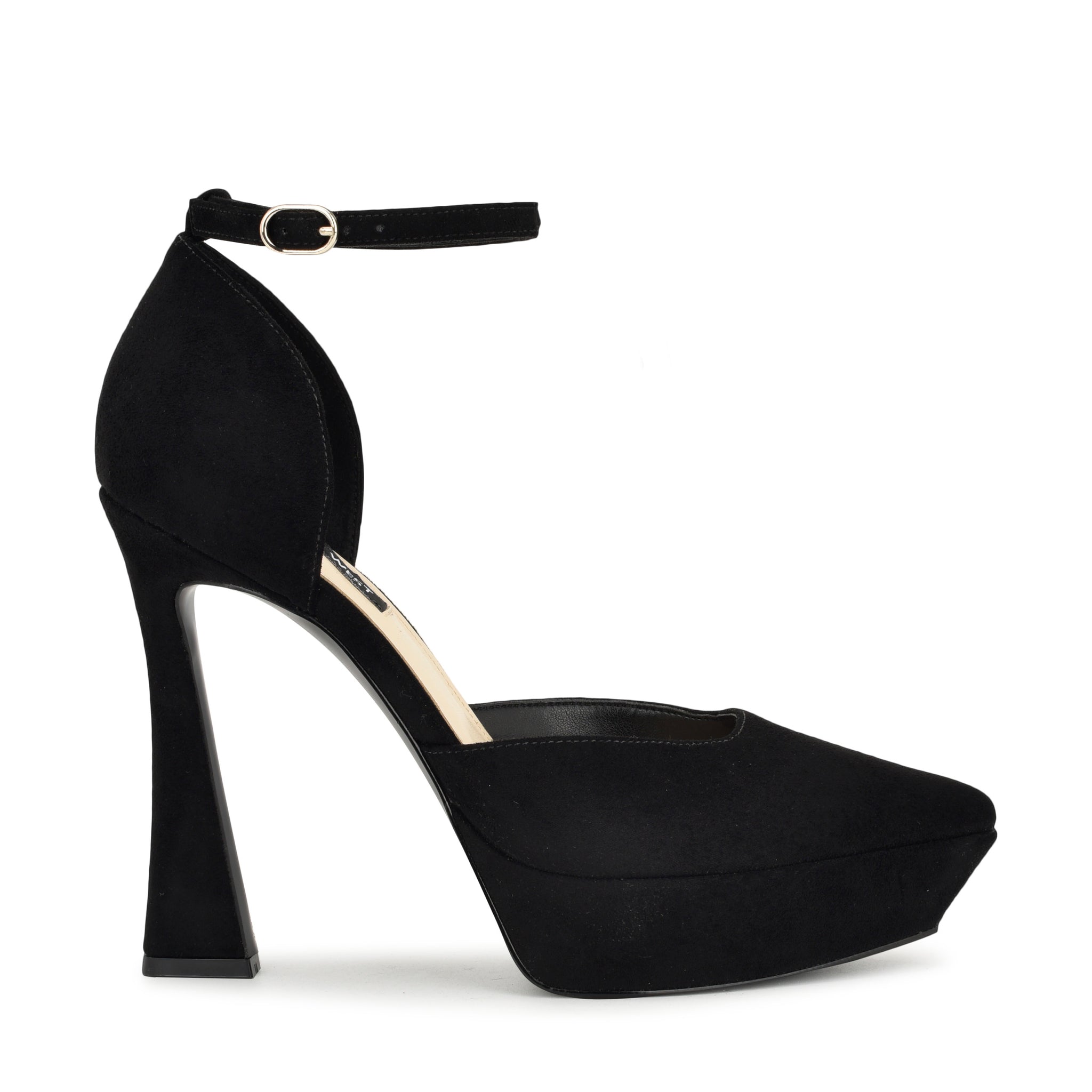 Buy Truffle Collection Black Micro Pointed Toe Block Heels Online