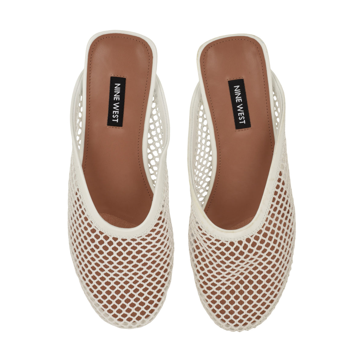 Women's Daniela Flat Mesh Mules - White Mesh | Nine West