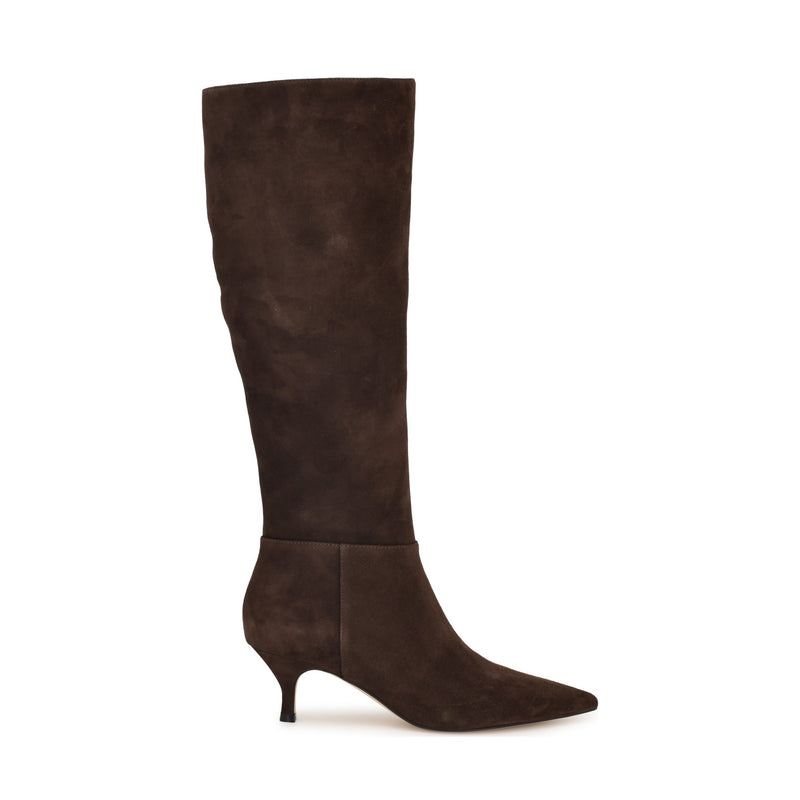 Somas Kitten Heel Wide Calf Leather Boots
