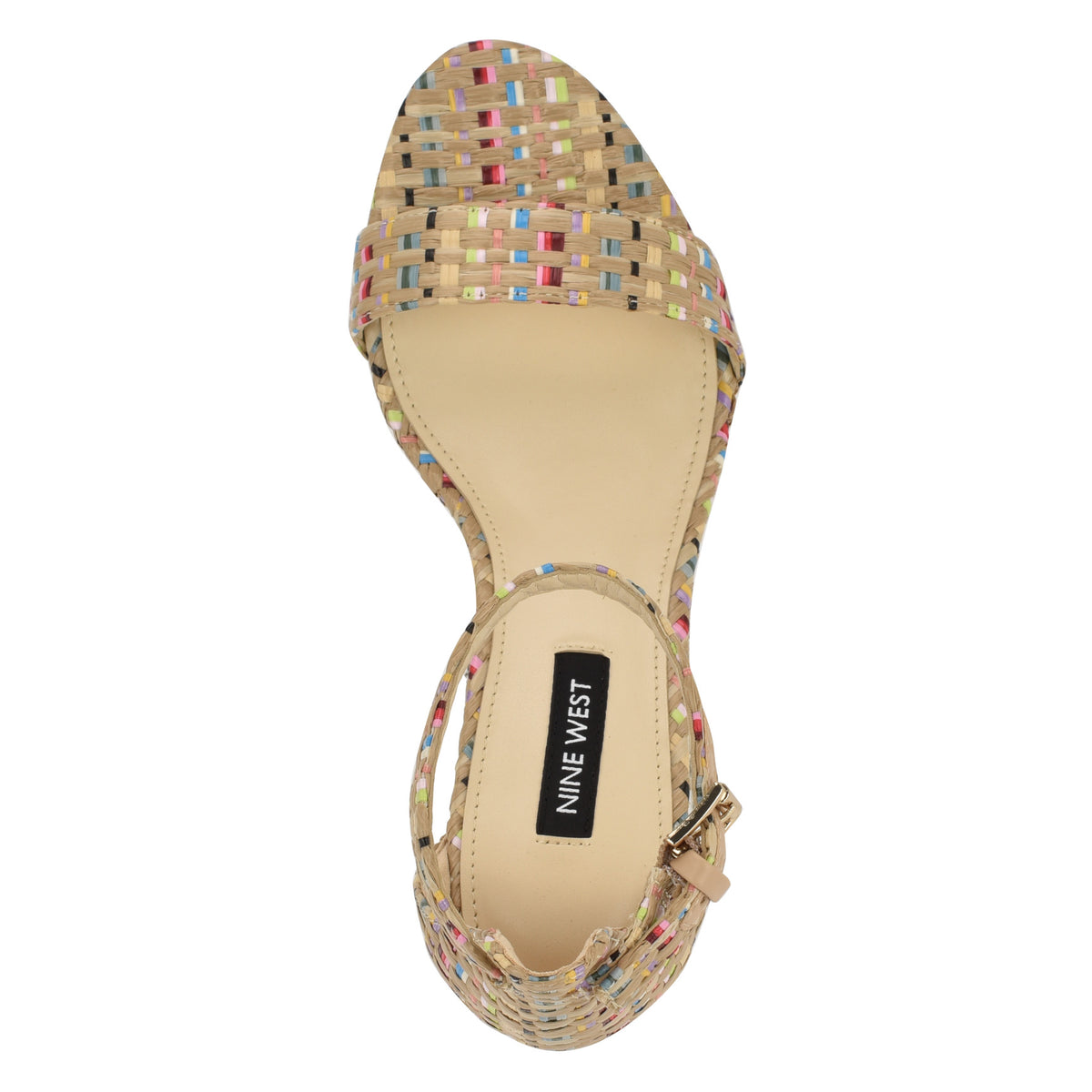 Women's Pruce Ankle Strap Block Heel Sandals - Raffia Multi | Nine West