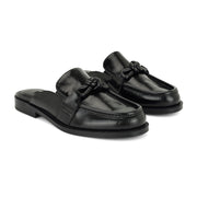 Mavey Leather Knotted Mules
