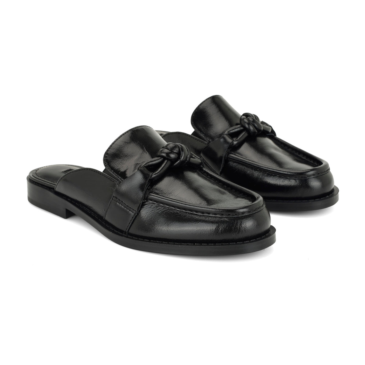 Mavey Leather Knotted Mules