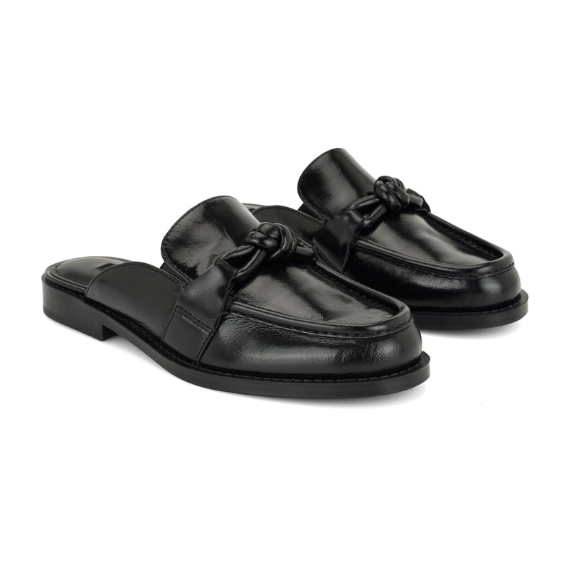 Mavey Leather Knotted Mules