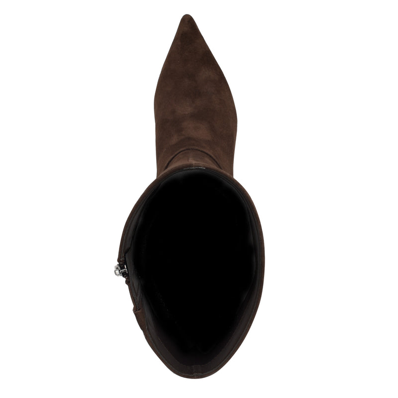 Somas Kitten Heel Wide Calf Leather Boots
