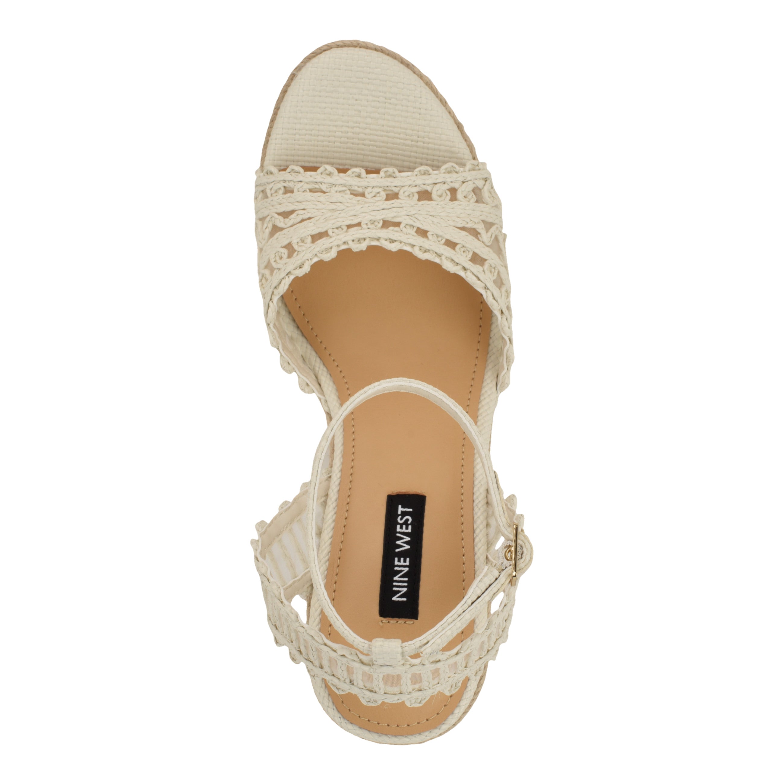 Women's Hanx Espadrille Wedge Sandals - Ivory Raffia/Mesh | Nine West