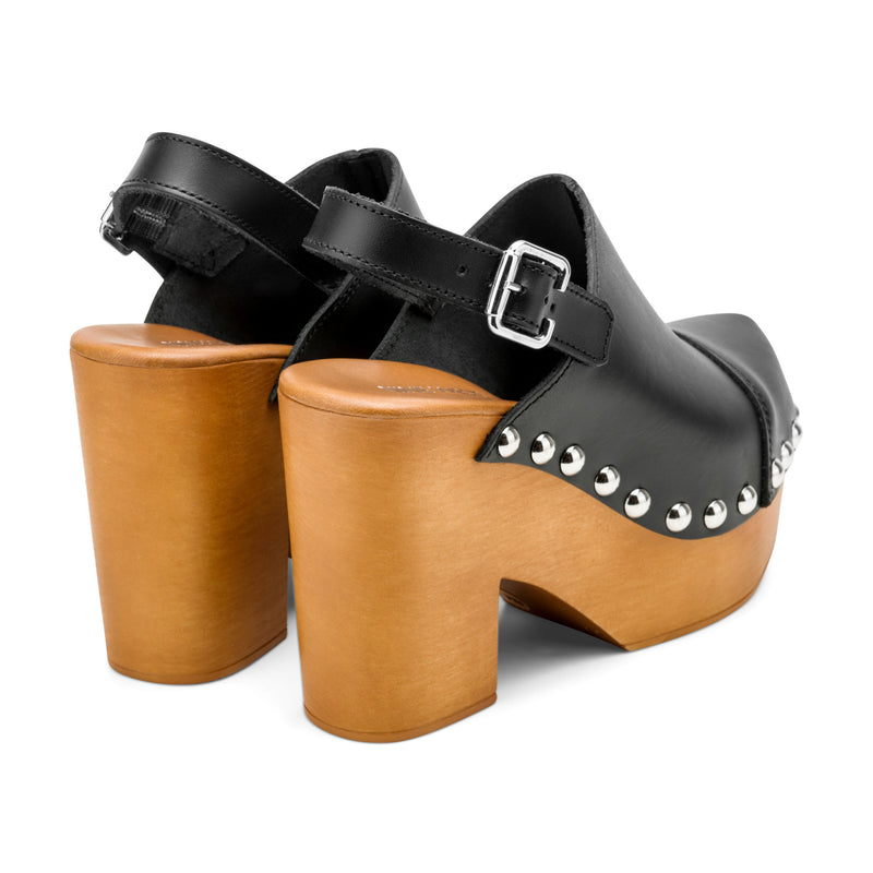Toyz Studded Leather Slingback Clogs