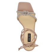 Raqchel Rhinestone Bow Ankle Wrap Sandals