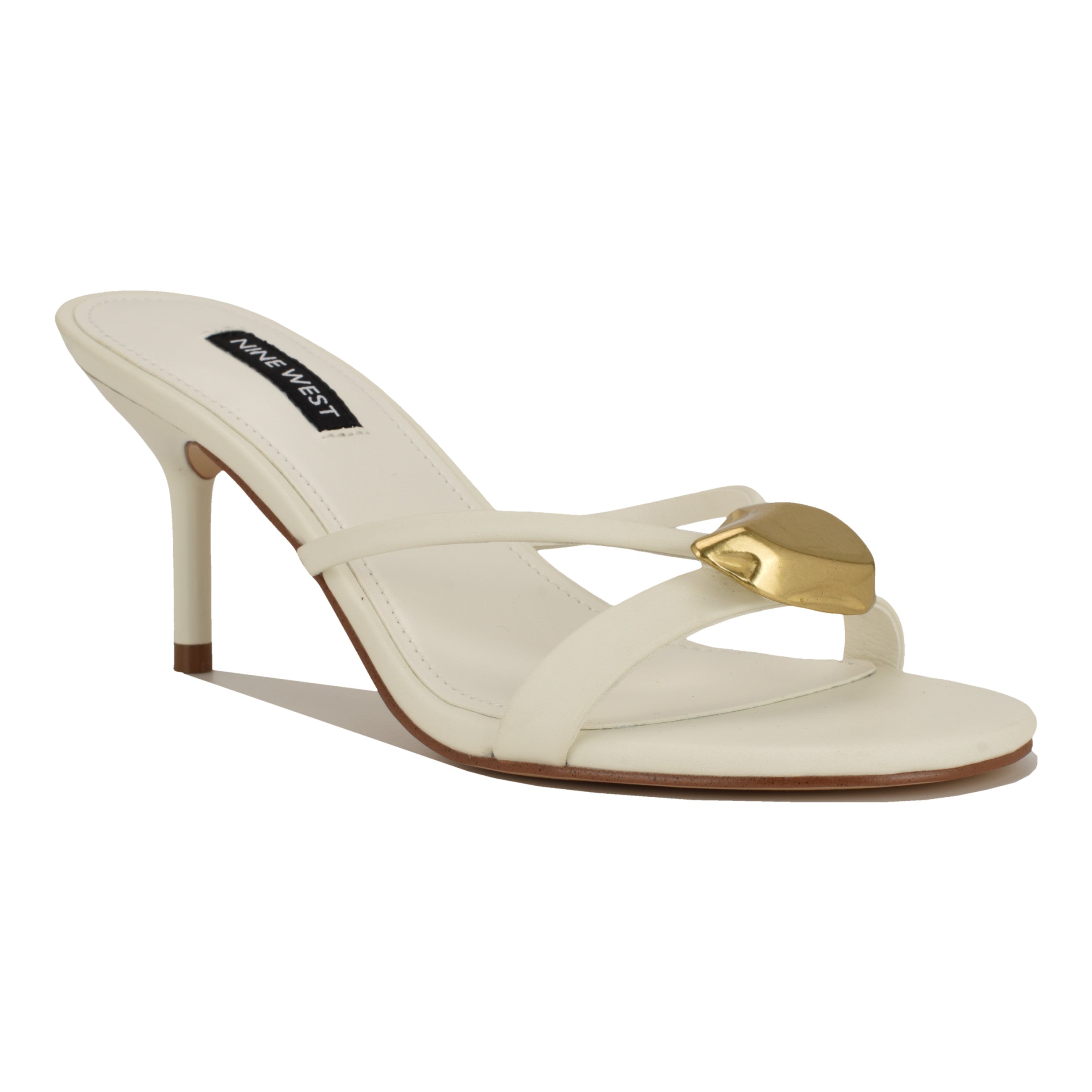 Women's Ernise Heeled Mule Sandals - White | Nine West