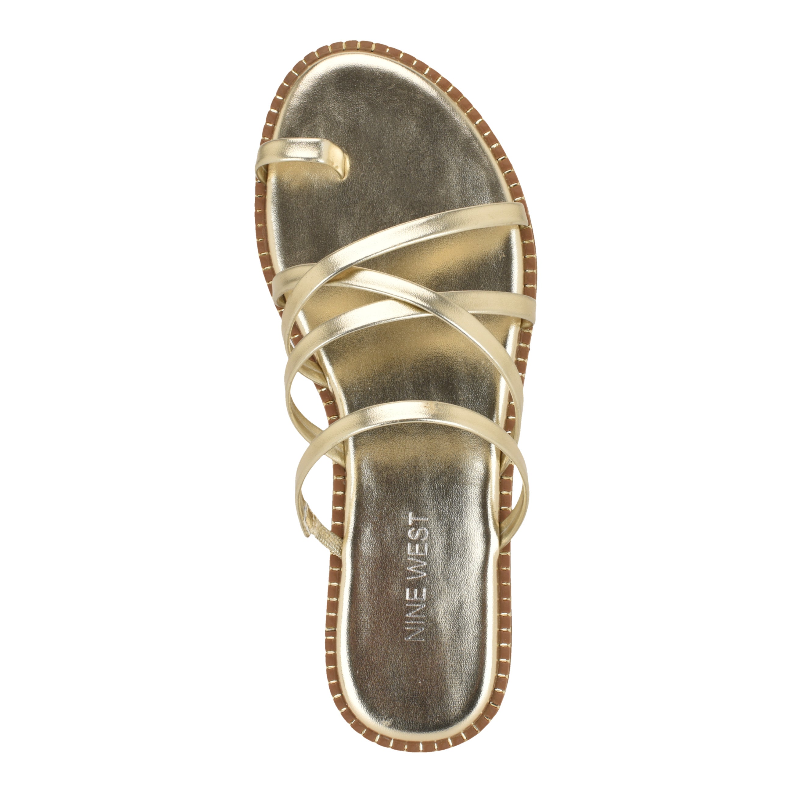Women's Digen Strappy Flat Sandals - Platino | Nine West