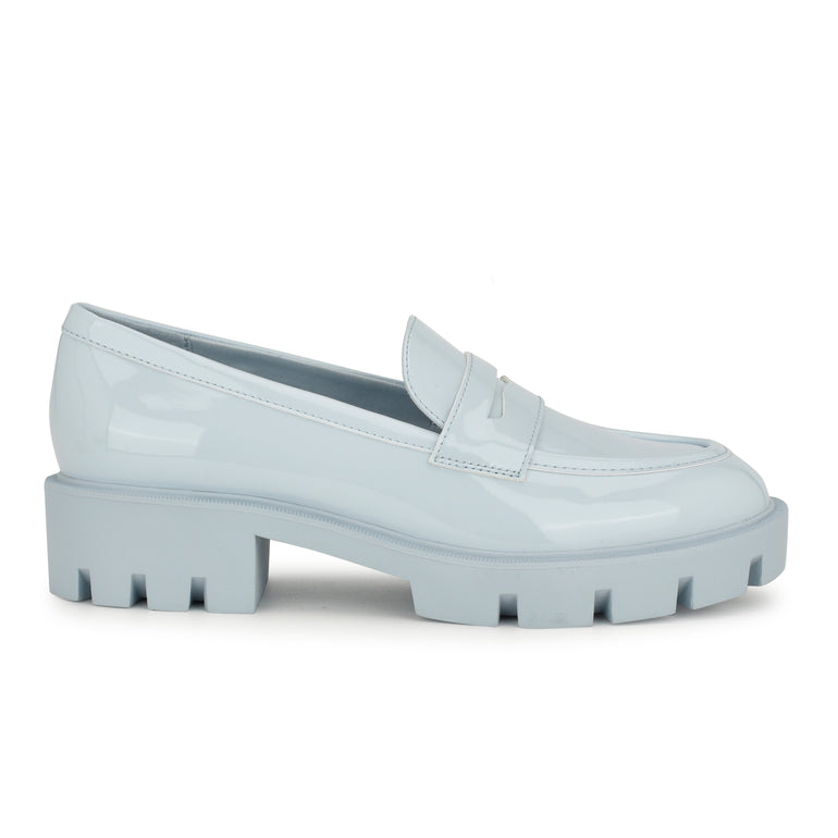 나인웨스트 NINEWEST Maibel Slip-On Loafers,Light Blue Patent