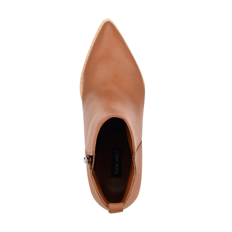 Birds Block Heel Leather Booties