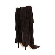 Genviv Leather Fringe Boots