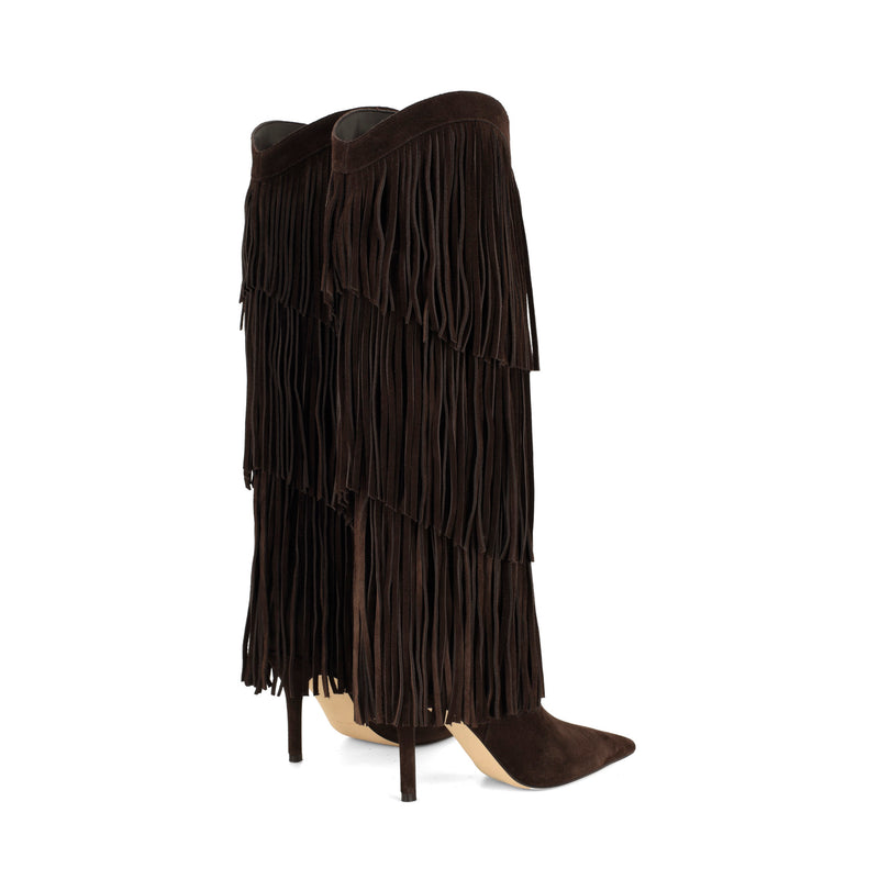 Genviv Leather Fringe Boots