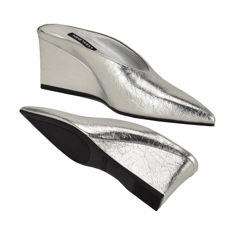 womens silver dress wedges Low-Heel Open-Toe Silver Formal Prom Wedge Dress Shoes Silver / 6.5W