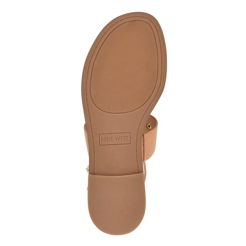 Nine West Jouise Women's Round Toe Casual Flat Sandals, Size: 7.5, Light Natural
