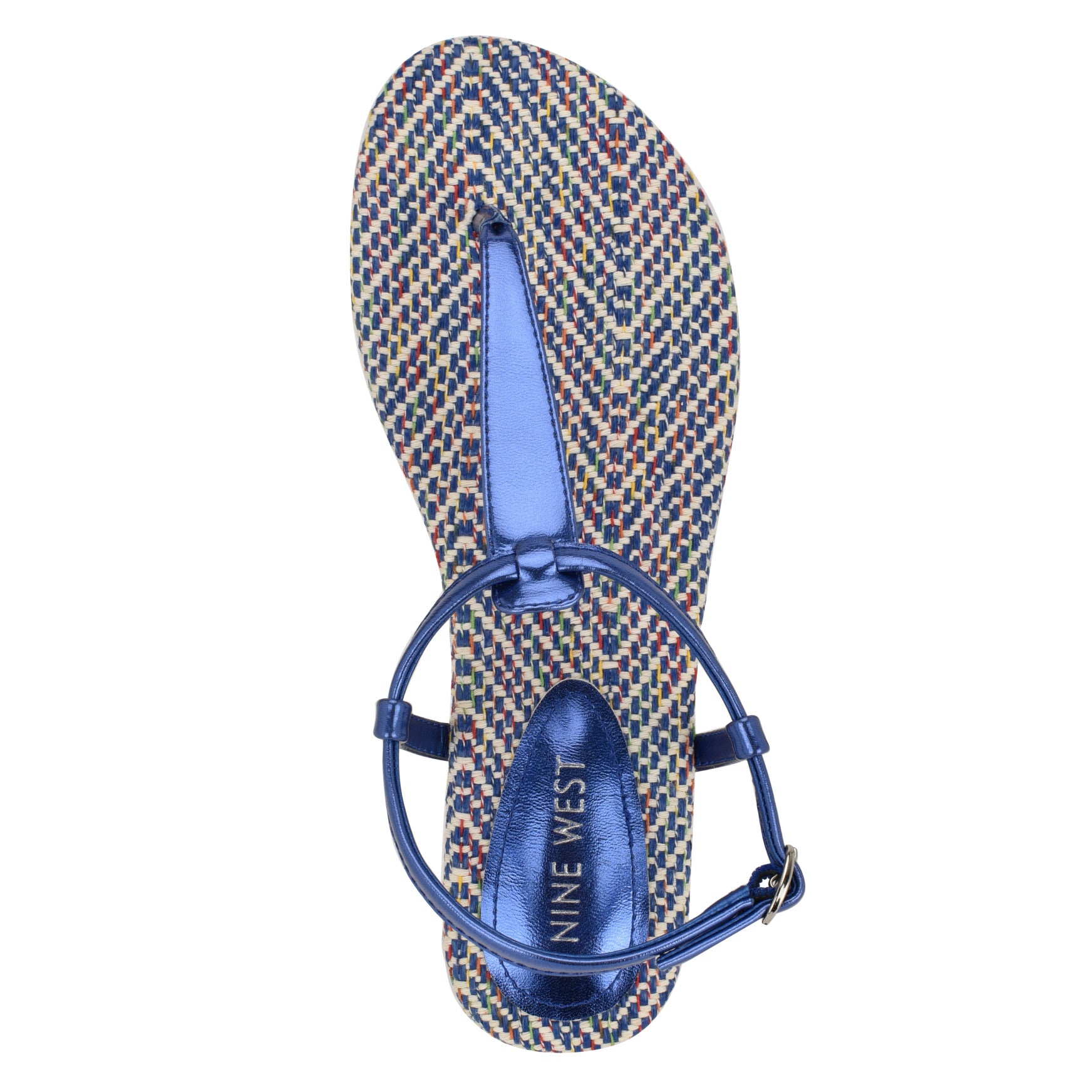 Women's Beriah Flat Thong Sandals - Blue Metallic | Nine West Women's Beriah Flat Thong Sandals - Blue Metallic | Nine West