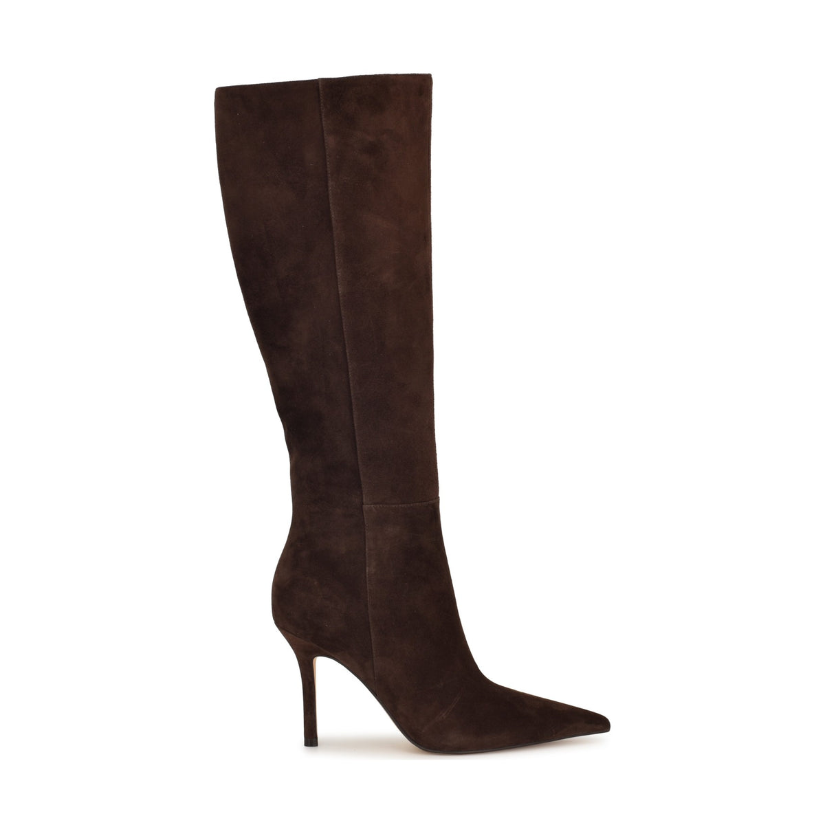 Gerty Knee High Boots, Dark Brown Suede