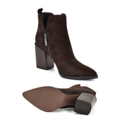 Birds Block Heel Leather Booties