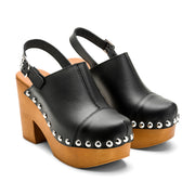 Toyz Studded Leather Slingback Clogs