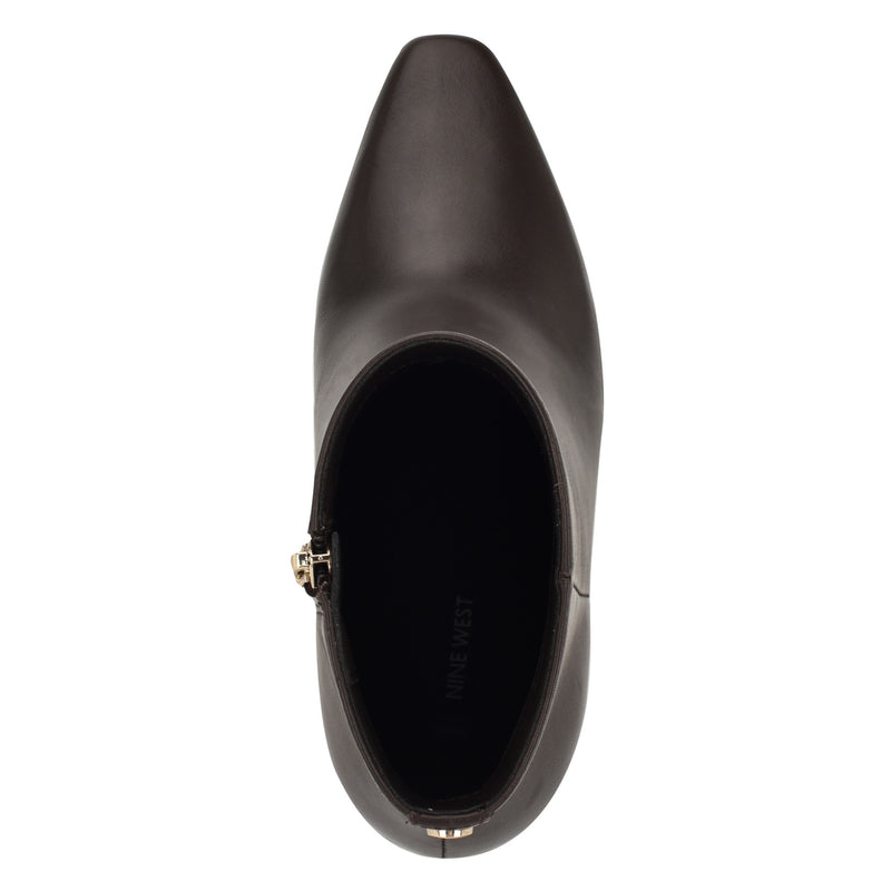 Reraye Block Heel Ankle Leather Booties