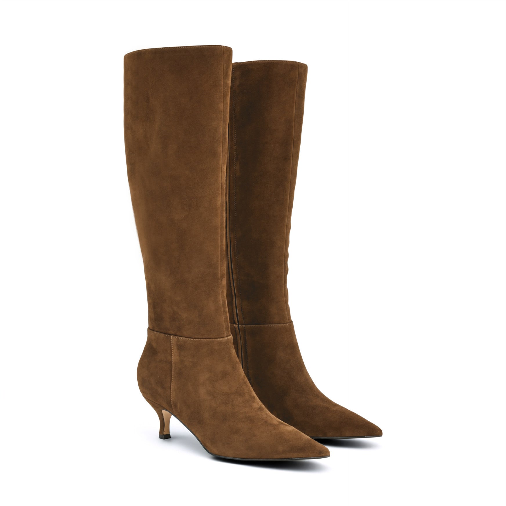 Somas Kitten Heel Knee High Leather Boots