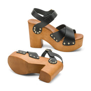 Corts Studded Leather Wedge Sandals