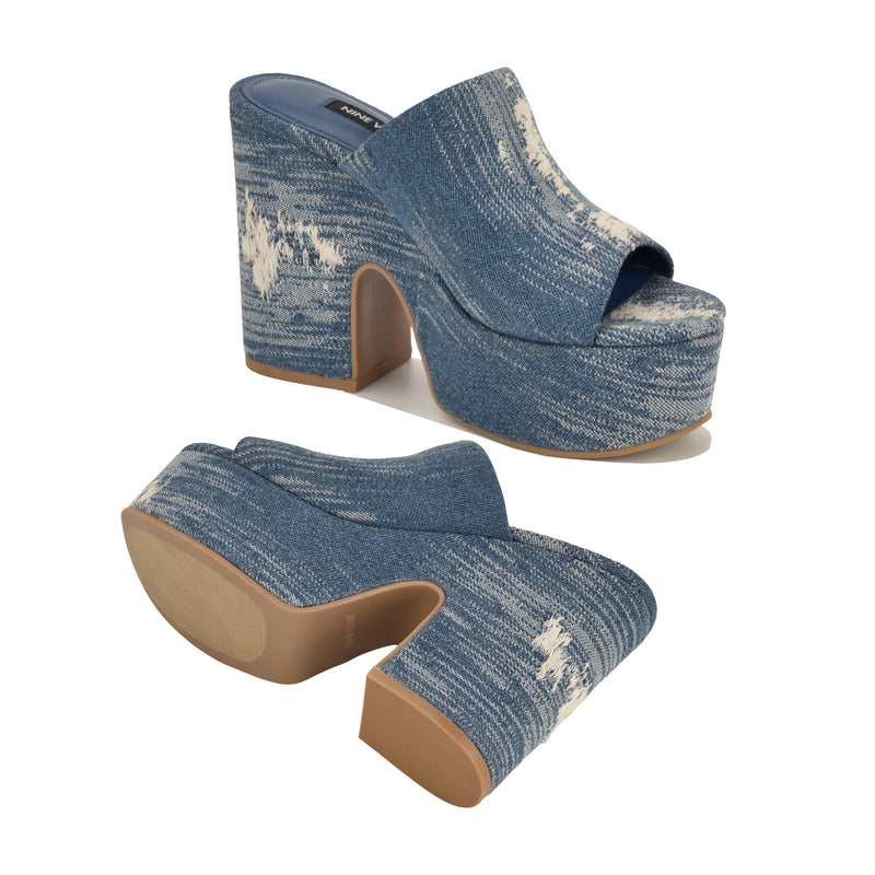 Nine West Rokke Embellished Slide Sandal In Dark Blue 400 Nine West Rokke Embellished Slide Sandal In Dark Blue 400