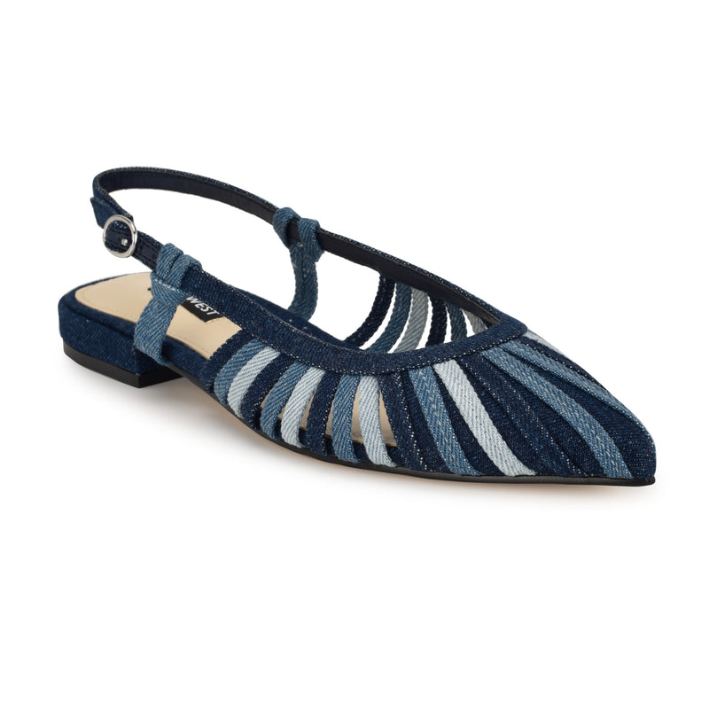 Women's Rokke Slip-on Tapered Heel Sandals In Dark Blue Denim Women's Rokke Slip-on Tapered Heel Sandals In Dark Blue Denim