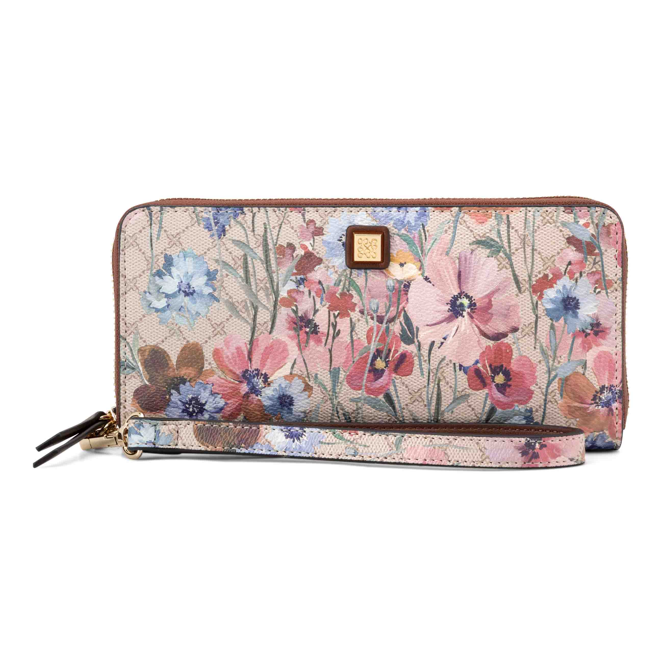 Khora zip around with wristlet - Floral Logo Chestnut | Nine West