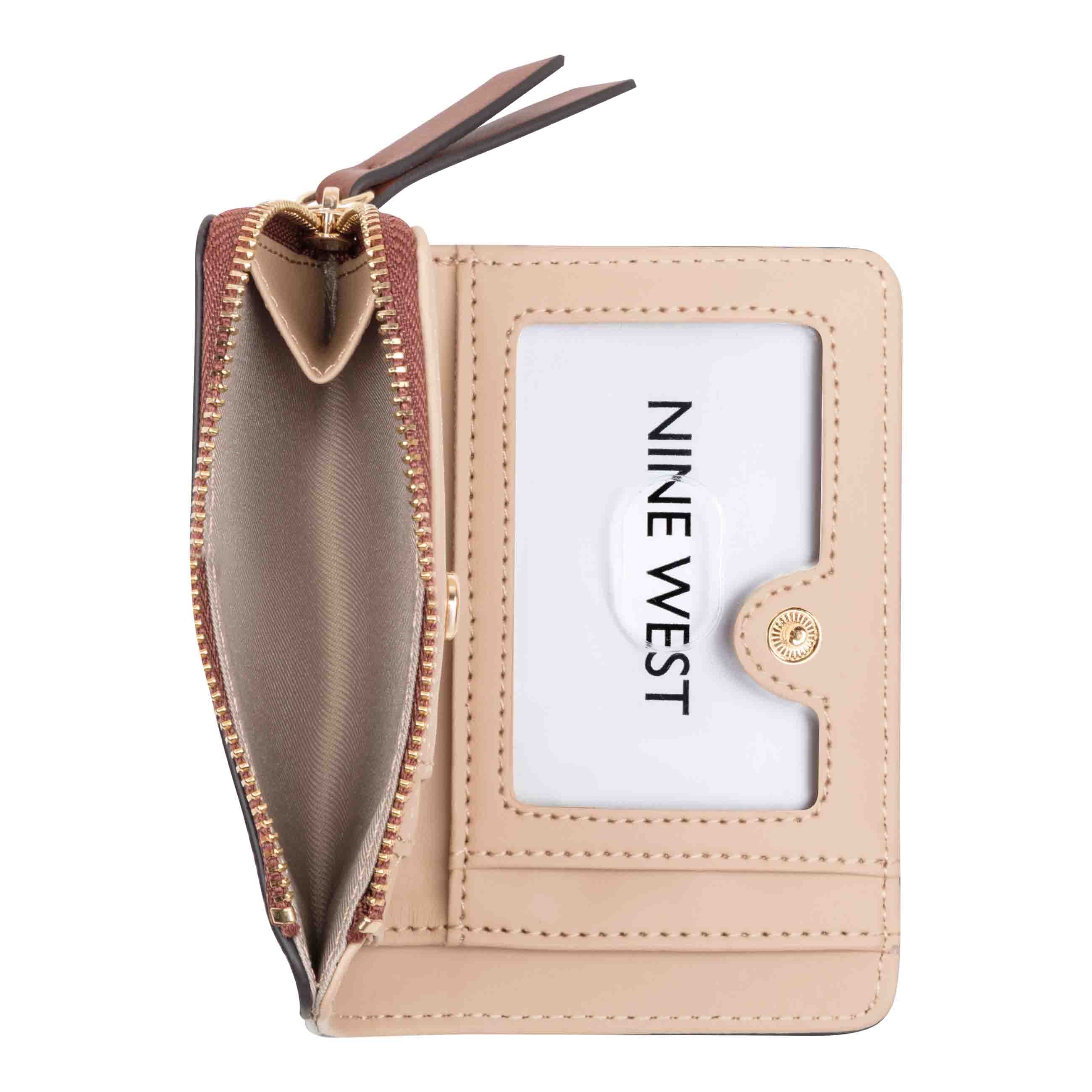 Khora Zip Card Case - Floral Logo Chestnut | Nine West