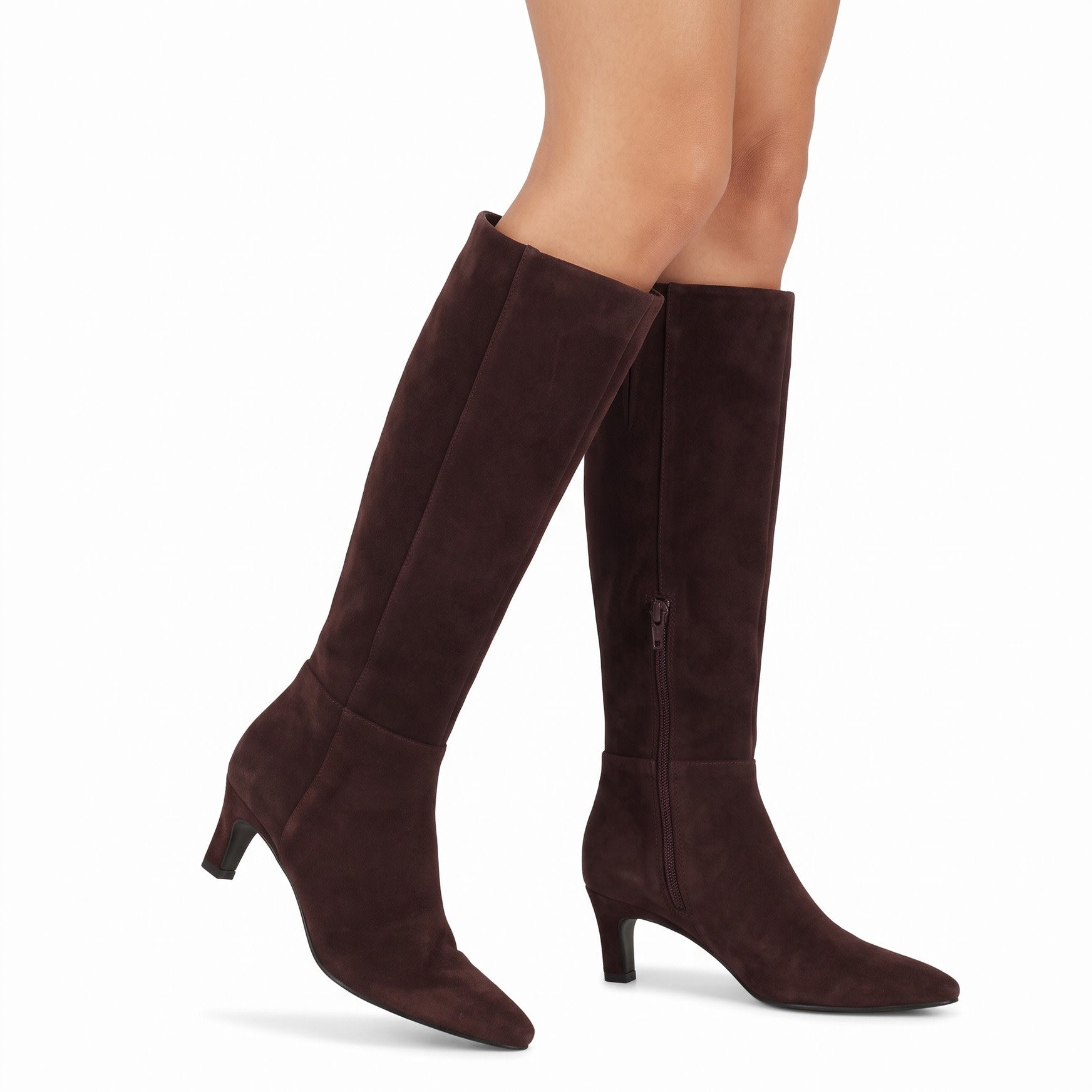 Women's Paulene Knee High Leather Boots - Dark Brown Suede | Nine West