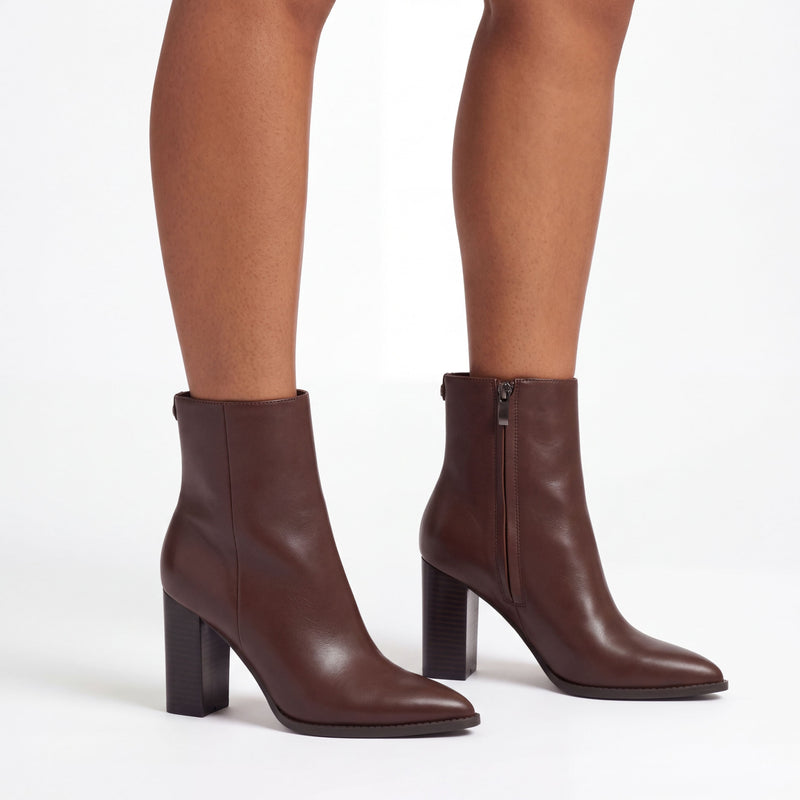 Tessay 9x9 Block Heel Leather Booties