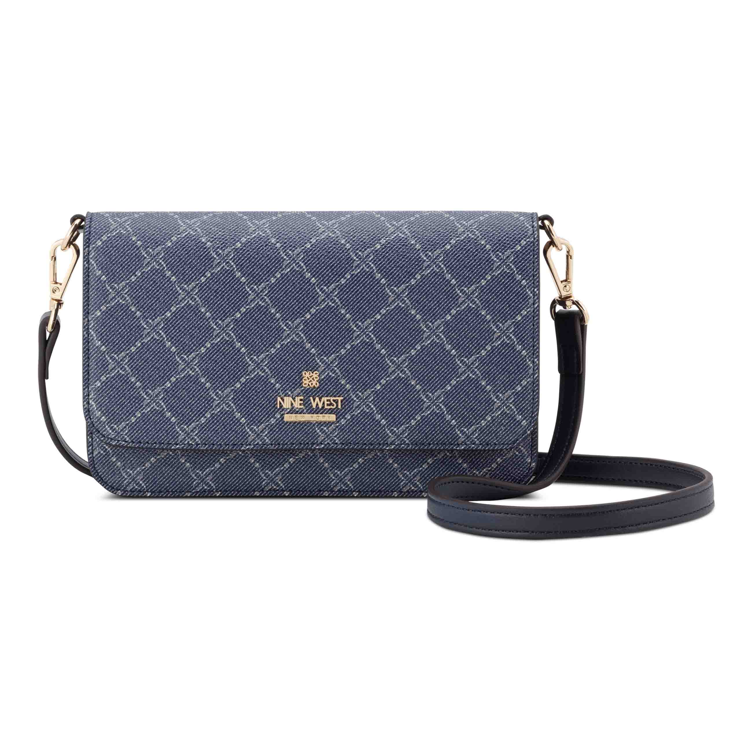 Luela Phone Wallet Crossbody - Dark Denim Logo Navy | Nine West