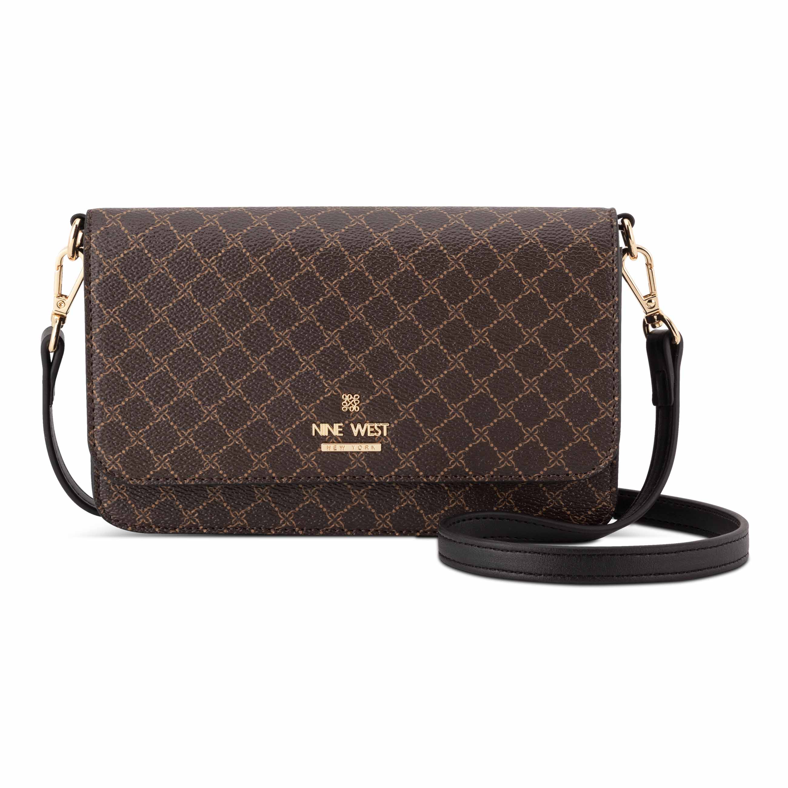 【ルナ】 Luela Phone Wallet Crossbody - Brown/Black | Nine West