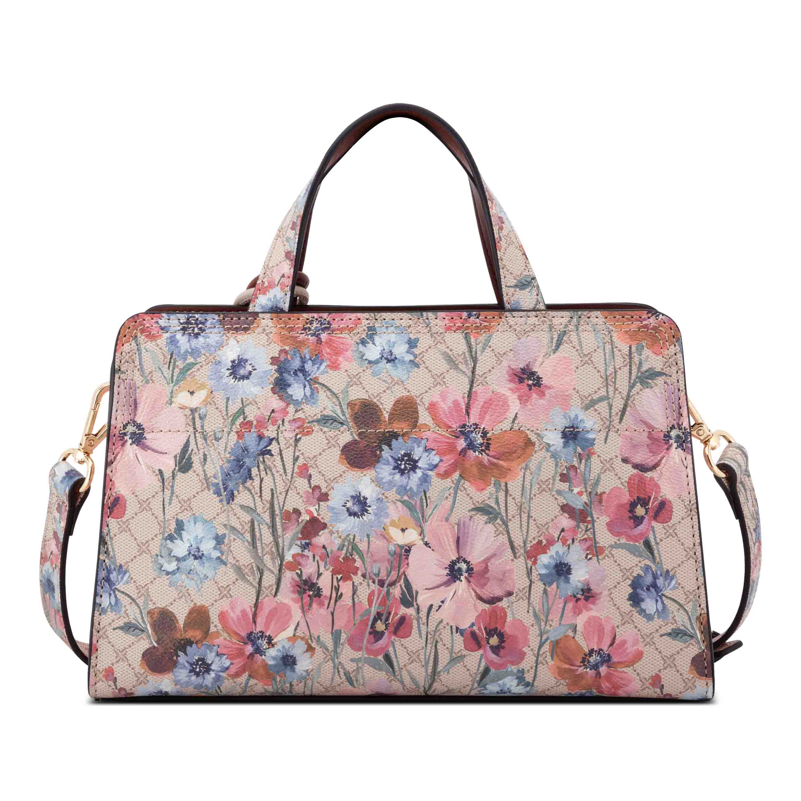 Khora E/W Satchel Crossbody - Floral Logo Chestnut | Nine West