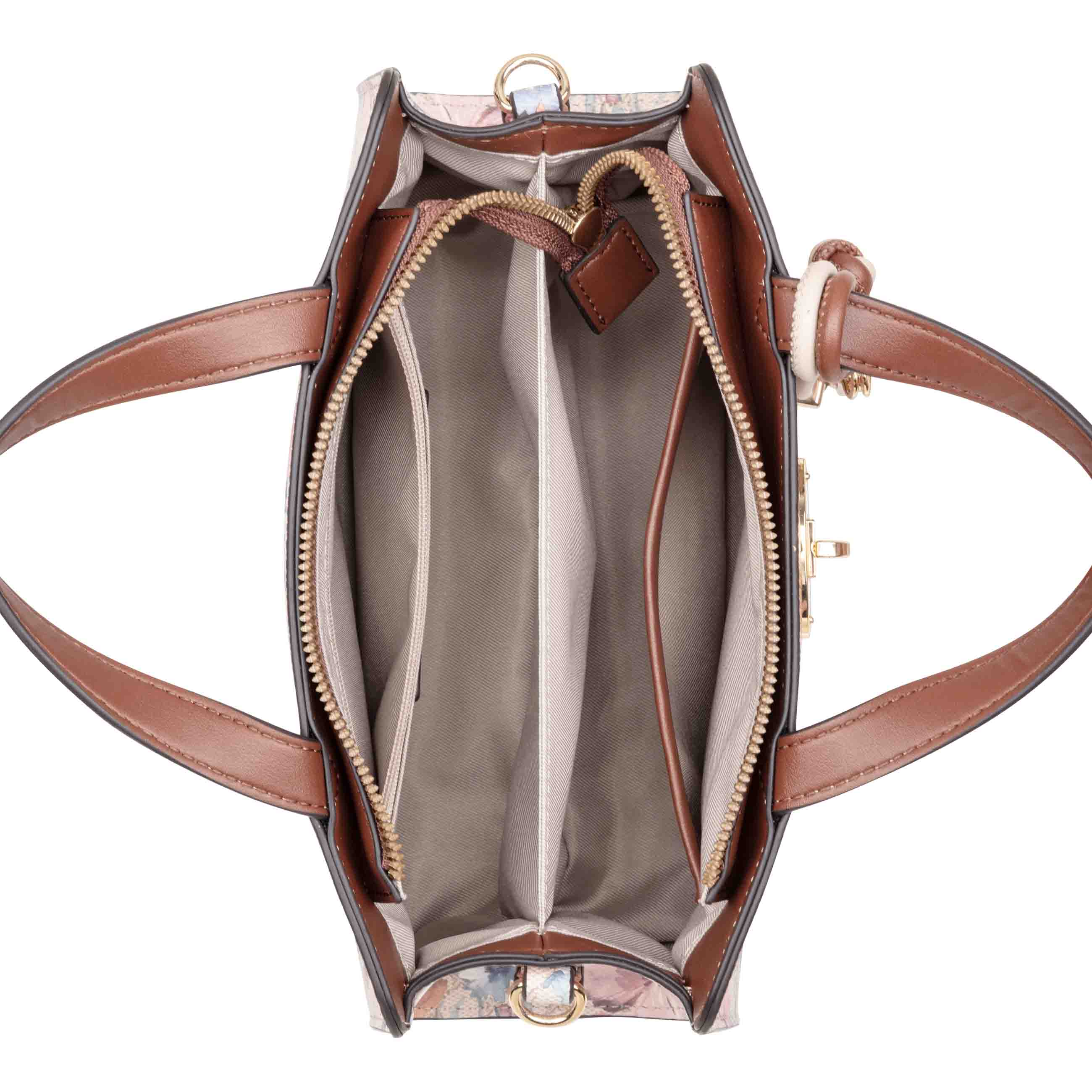 Khora E/W Satchel Crossbody - Floral Logo Chestnut | Nine West