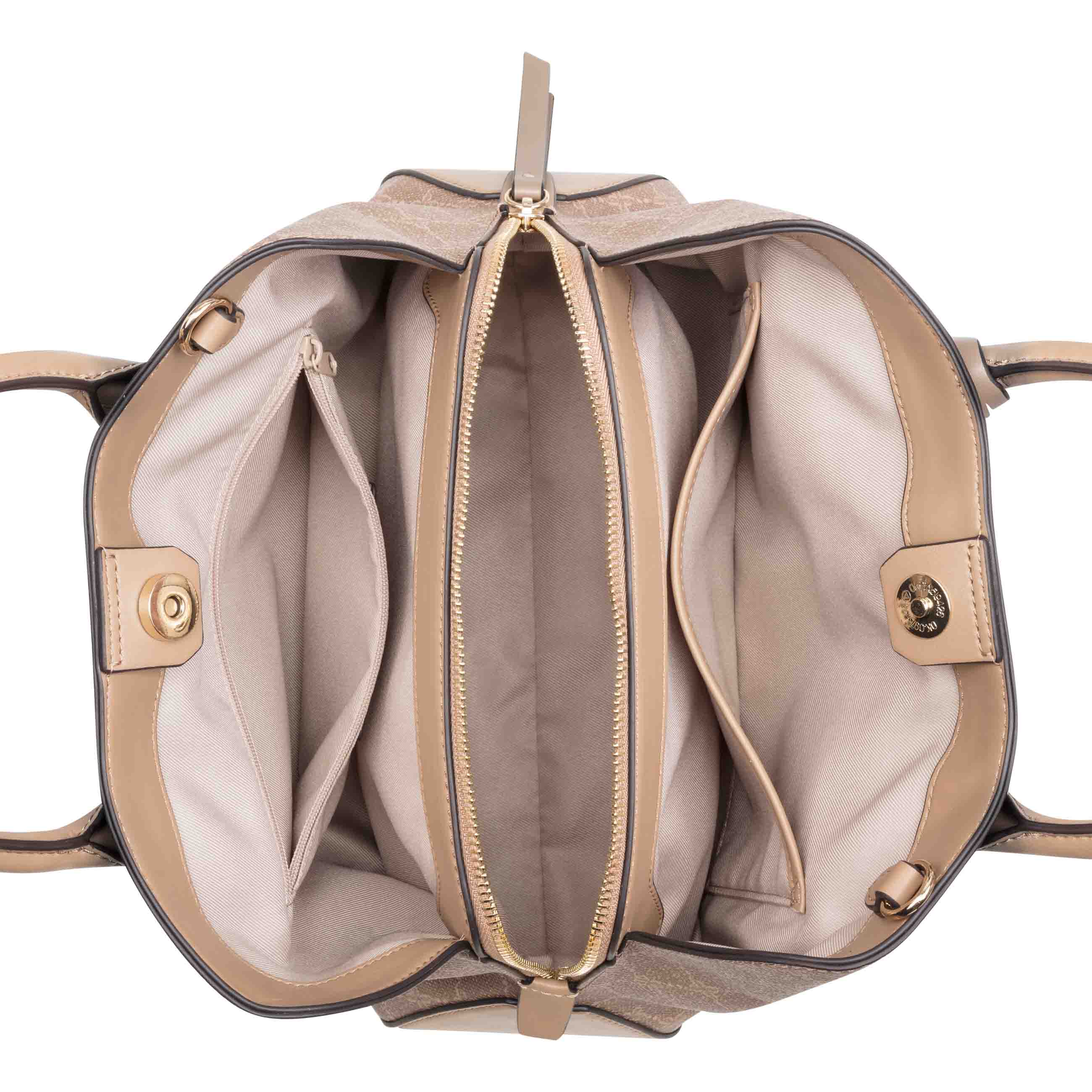 kimilynn Lakelyn Triple Compartment Satchel - Sienna Logo Dark Khaki | Nine