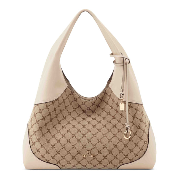 Allie Triple Compartment Shoulder Bag - Mocha Logo Beige | Nine West