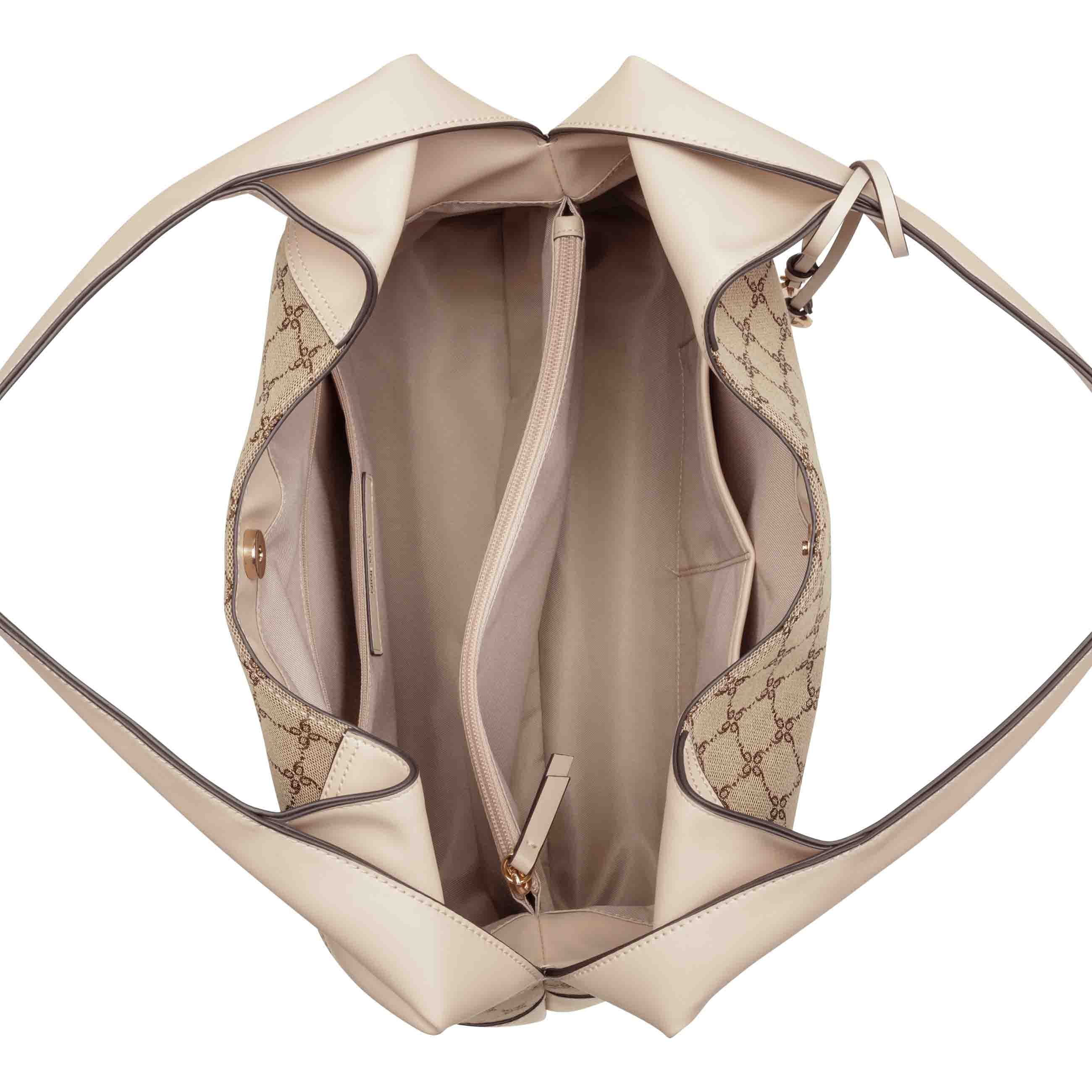 Allie Triple Compartment Shoulder Bag - Mocha Logo Beige | Nine West
