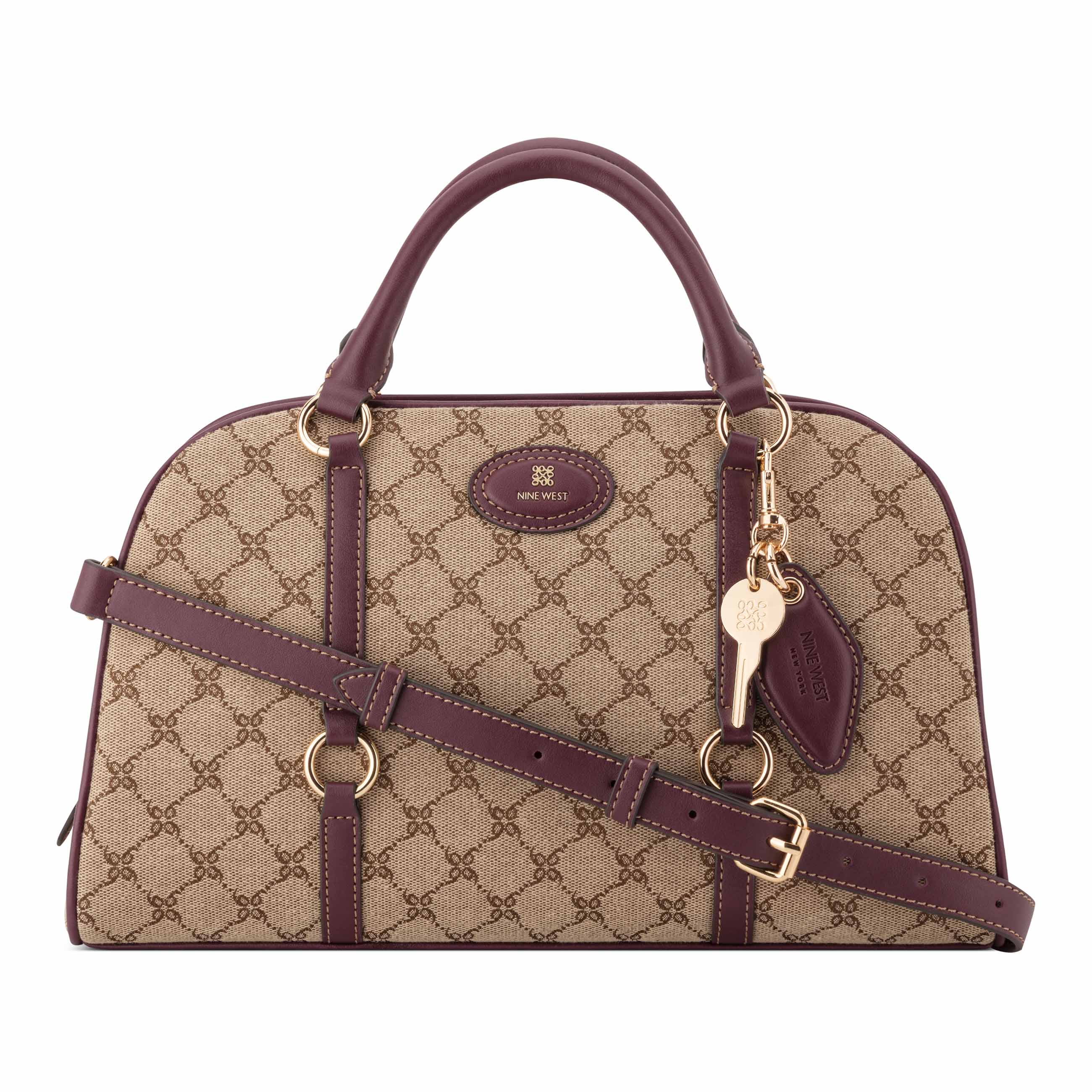 Cobel Satchel - Mocha Logo/Boysenberry | Nine West