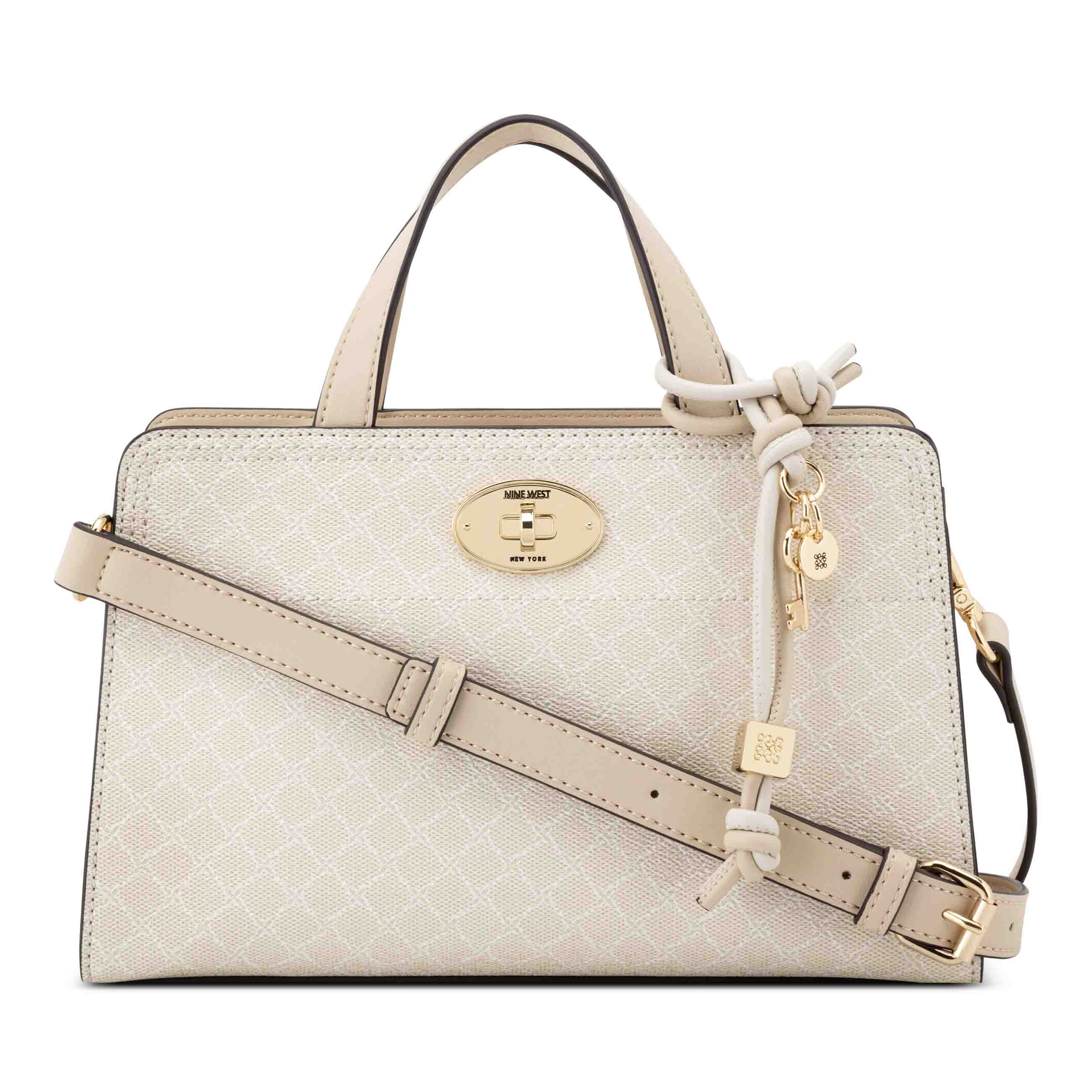 Khora E/W Satchel Crossbody - Cream Logo Beige | Nine West