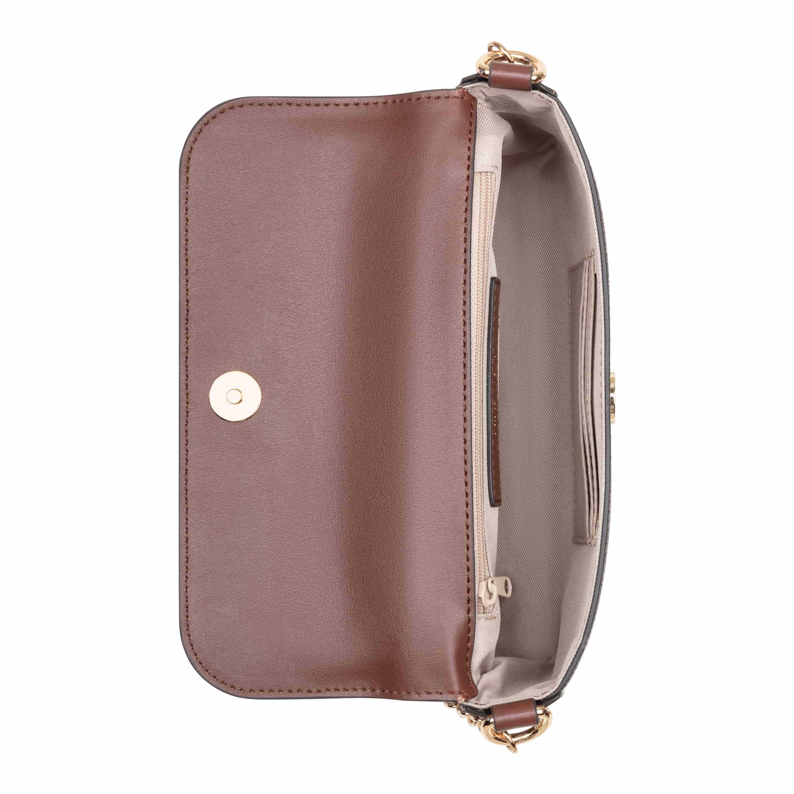 Marrisa Convertible Chain Shoulder Crossbody - Brown Logo/Mahogany