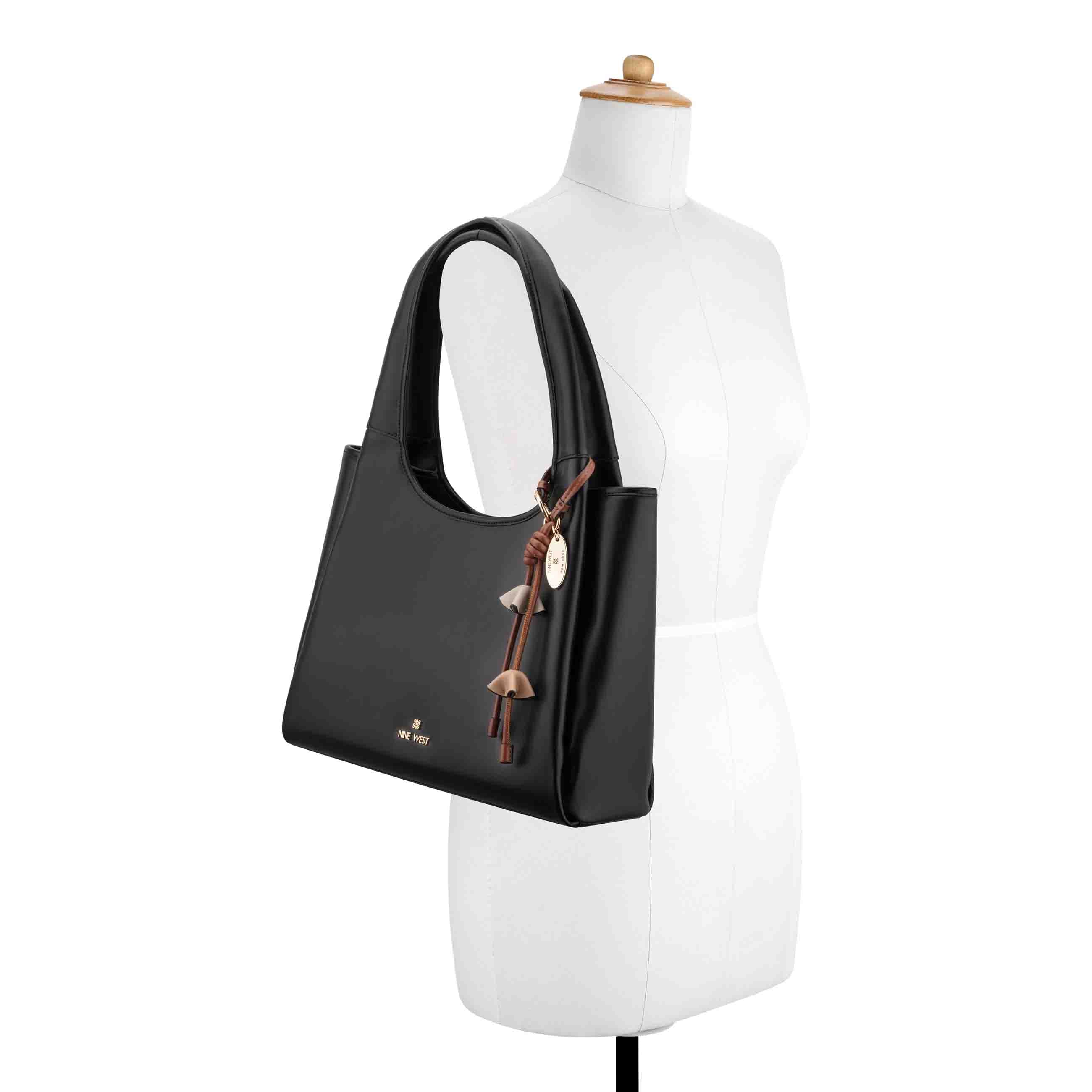 Priya Triple Compartment Shoulder Bag - Black | Nine West