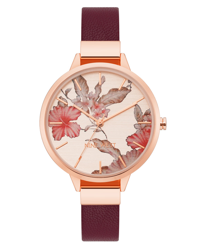 Floral Dial Strap Watch