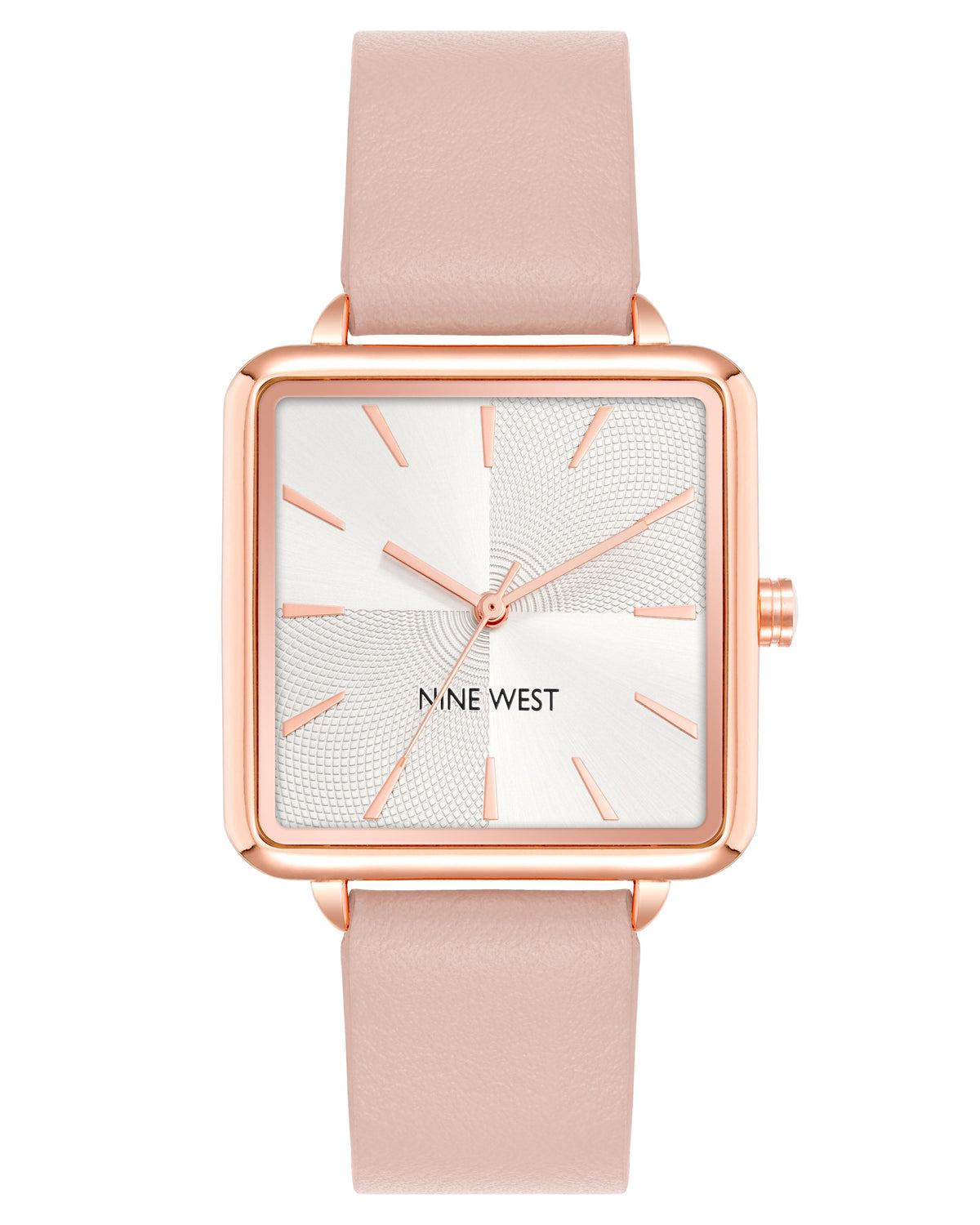 Square Case Smooth Strap Watch - Silver-Pink | Nine West